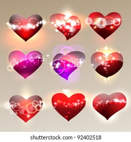A set of vilentine's hearts with lights