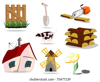 set of village icons