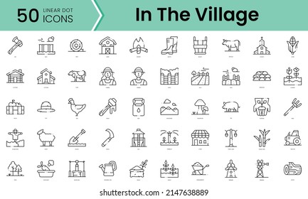 Set of in the village icons. Line art style icons bundle. vector illustration