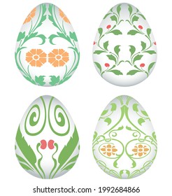 Set of vinage decorative easter eggs with colorful floral ornament