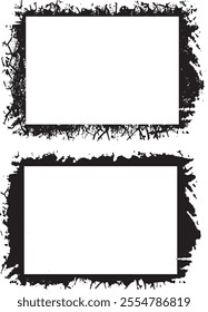 A set of Vintag evector Dynamic Dual Grunge Photo Frames Featuring Rough, Splattered Borders and Jagged Edges for an Edgy and Artistic Display.