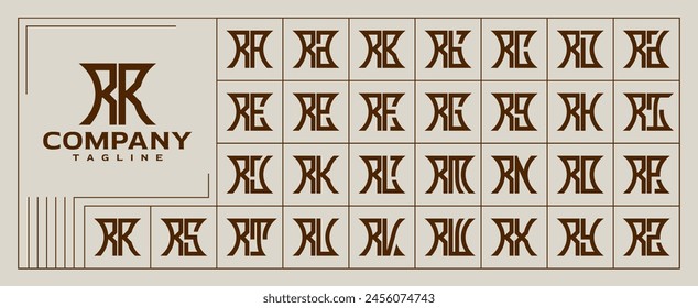 Set of vintage abstract company letter R RR logo