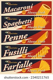 conjunto de carteles publicitarios vintage para pasta