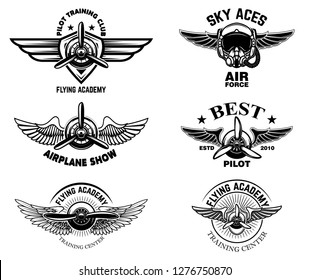 Set Vintage Airplane Show Emblems Design Stock Vector (Royalty Free ...