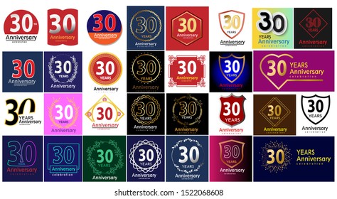 Set of Vintage Anniversary Badges 30th Years Celebration