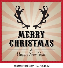 Set of vintage antlers on circus background