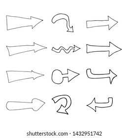 Set vintage arrows, hand drawn, infographics doodle elements.