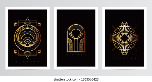 Set of Vintage Art Deco Design Template for Wall Decoration