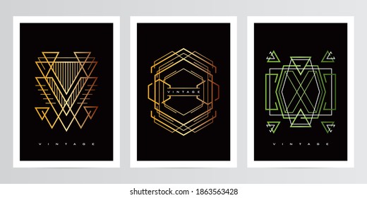 Set of Vintage Art Deco Design Template for Wall Decoration