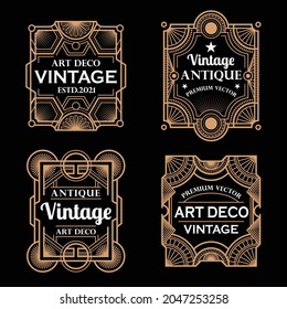 set of vintage art deco frames and labels vector