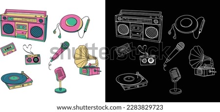 Set of Vintage audio illustration