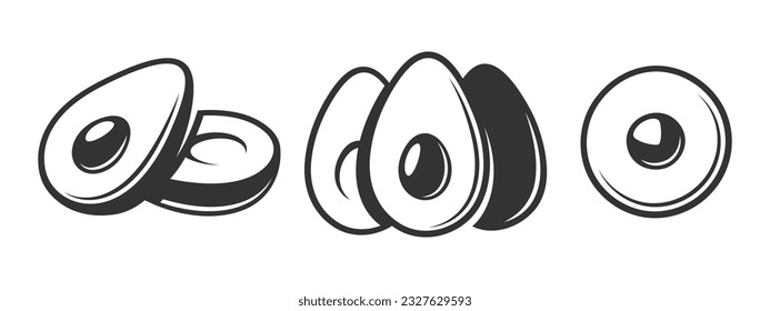 Set of vintage avocado icons isolated on white background. Vector illustration