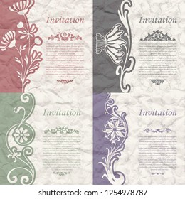 Set of vintage background for the invitation with flowers