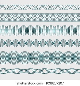 Set of Vintage background, Vector line guilloche border money and financial frames and ornaments. Element design for Certificate, Money, Diploma, Voucher, decorative frames, money and success