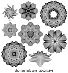 Set of Vintage backgrounds, Guilloche ornamental Element