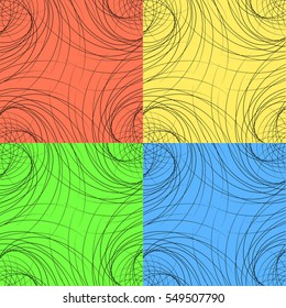 Set of vintage backgrounds with lines. The calm color palette and black lines for the cards or background.