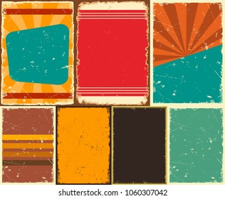 Set of vintage backgrounds in poster style with grunge effects. Vector illustration.