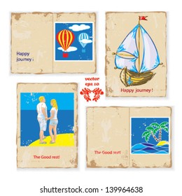 set vintage backgrounds, retro postcard Good rest! vector