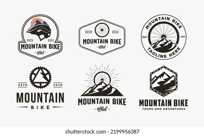 Set of vintage badge emblem bicycle, bike, bike shop, mountain bike club logo icon vector illustration on white background