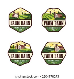 Set Of Vintage Badge Farm Barn Logo