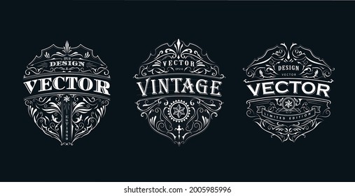 Art Deco Vintage Badge Logo Design Stock Vector (Royalty Free) 653534959