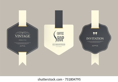 set of vintage badge label old fashion. banner illustration vector.