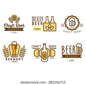 Set of vintage badge, logo templates and design elements for beer house, bar, pub, brewing company, brewery, tavern, restaurant 