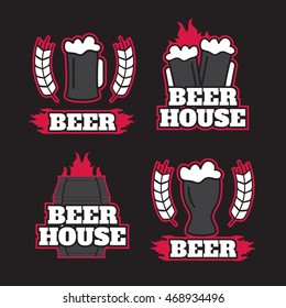 Set of vintage badge, logo templates and design elements for beer house, bar, pub, brewing company eps10