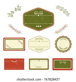 Set of vintage badge templates for wedding. Vector illustration.