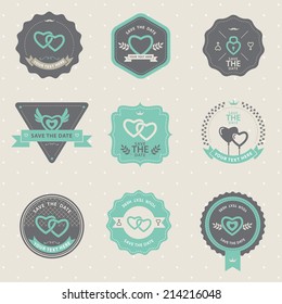 Set Of Vintage Badge Wedding And Love, Labels And Design Elements