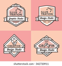 Set of vintage badges, banners, label, ribbon and logo template vector for business and shop