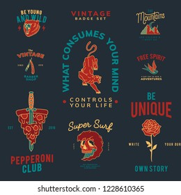 Set of vintage badges design vector