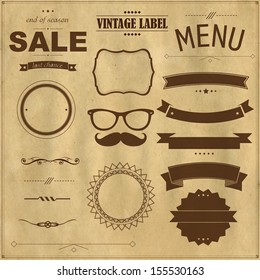 Satz Vintage-Abzeichen mit Papierhintergrund, Farbmasch, Vektorgrafik