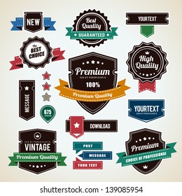 Set of vintage badges. Vintage premium quality labels. Vector illustration.
