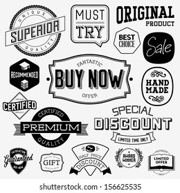 Set of vintage bagdes, labels and stamps. Vector illustration.