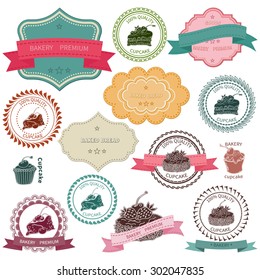 Set of vintage bakery badges and labels