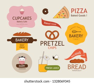set of vintage bakery label old fashion. Banner and badge baked food.