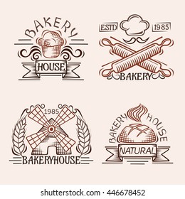Set of vintage bakery labels, badges and design elements