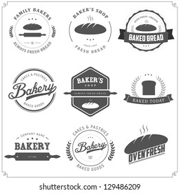 Set of vintage bakery labels and design elements