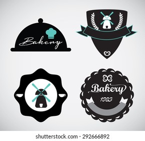 Set of vintage bakery labels design elements 0169