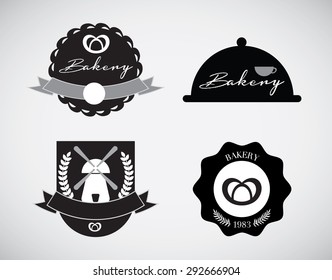 Set of vintage bakery labels design elements