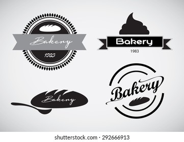 Set of vintage bakery labels design elements
