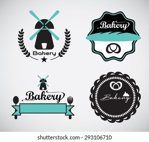 Set of vintage bakery labels design elements 0171