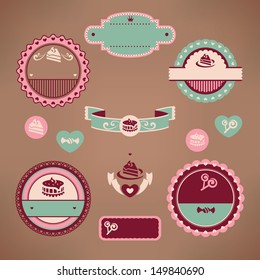 set of vintage bakery labels vector illustration without text