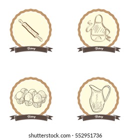 Set of vintage bakery labels, Vector illustration