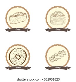 Set of vintage bakery labels, Vector illustration