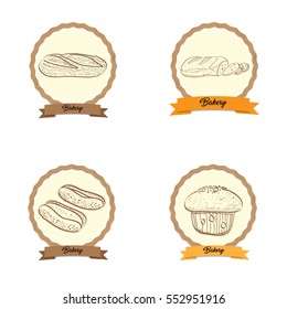 Set of vintage bakery labels, Vector illustration