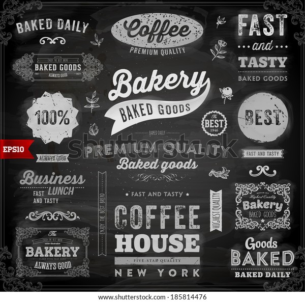 Set Vintage Bakery Logo Badges Labels Stock Vector (Royalty Free) 185814476