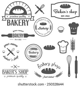 Set of vintage bakery logos, labels, badges and design elements