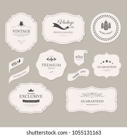 Set Of Vintage Banner And Badges Old Fashion. Label Illustration Vector.